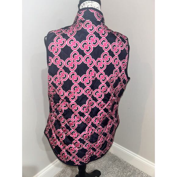 Crown & Ivy Puffer Vest Pink & Navy PL Women’s Full Zip Front W/ Zip Pockets - Picture 4 of 10